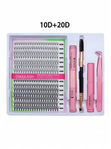 280/168 件 8-16 毫米 DIY 睫毛延长混合款式睫毛簇单独配有粘合剂和密封剂去除镊子睫毛刷用于自行化妆 - 黑色 - 查看 36