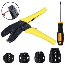 Ratchet Crimper Plier Crimping Tool Cable Wire Electrical Terminals Kit Set - Yellow - View 2