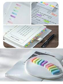 2-1 Set Of Small Strip Marking Index Stickers,Super Mini Sticky Notes Peelable Memo Pad Easy To Pick Up Marker Correction Function Soft Color Notepad Diary Planner Sticker