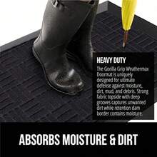 GORILLA GRIP 100% Impermeable Alfombra de Entrada WeatherMax para Todas las Estaciones, Diseñada en EE. UU., Caucho Natural, Resistente a Manchas y Desvanecimiento, Alfombras de Entrada de Bajo Perfil para Interior y Exterior, Fácil de Limpiar, 17x29 Diamante Gris - Laberinto de medianoche - Ver 5