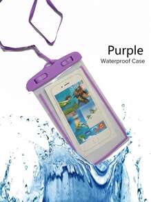 1pc Purple Waterproof Phone Case, Casual Waterproof Phone Pouch Cellphone PVC Bag For Vacation Beach Waterproof Case For Phone Underwater Snow Rainforest Transparent Dry Bag Swimming Pouch Big Mobile Phone Covers