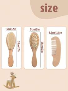 Custom Kids Hair Brush Set Wooden Comb Set Personalized Name Hairbrush Customized Back To School Gift Customizable Name Halloween Present Keepsake - Style a - View 2