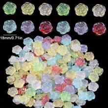 100 piezas de cuentas perforadas de material de resina de 24mm con formas mixtas al azar de rosas de colores, colas de pez, mariposas y flores, adecuadas para hacer artesanalmente pulseras, collares, pendientes, accesorios de moda, decoración de ropa y suministros para la fabricación de joyas