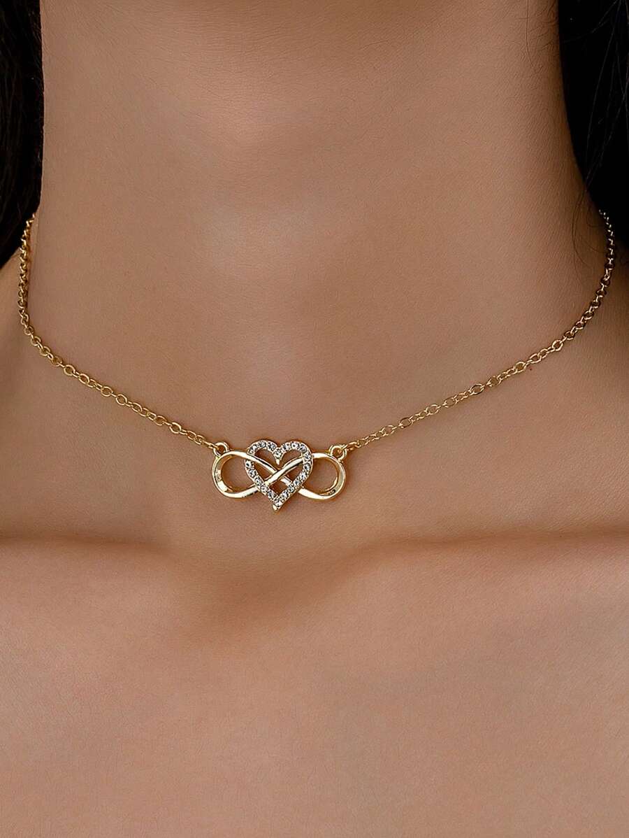 1 Stück modische Halskette mit Glückszahl 8 und Strasssteinen für Damen, geeignet für Urlaub, Reisen und den Alltag