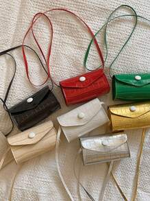 Girls' Solid Stone Pattern Shoulder Bag Crossbody Mini Purse - A - View 1