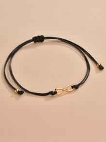 1 件时尚休闲简约合金无限符号手链 - 黑色 - 查看 2