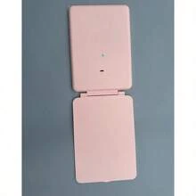 Espejo de maquillaje portátil recargable por USB con 3 colores de luz, superficie pulida, espejo plegable y recargable con batería de litio, compatible con vidrio, sin olor