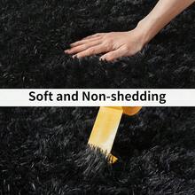 Soft Fluffy Shag Throw Area Rug, 2x4 Black, Non-Slip Bedroom, Hallways, Bedside, Dorm, Living Room - Long Shaggy Rug - 黑色 - 查看 3