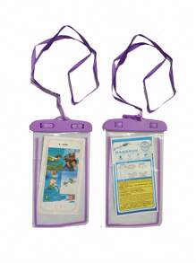 1pc Purple Waterproof Phone Case, Casual Waterproof Phone Pouch Cellphone PVC Bag For Vacation Beach Waterproof Case For Phone Underwater Snow Rainforest Transparent Dry Bag Swimming Pouch Big Mobile Phone Covers