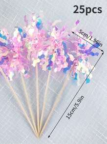 25pcs Colorful Cake Decorations, Glitter Rain Cake Toppers, Birthday Baking Insert Cards, Party Supplies, Birthday, Holiday