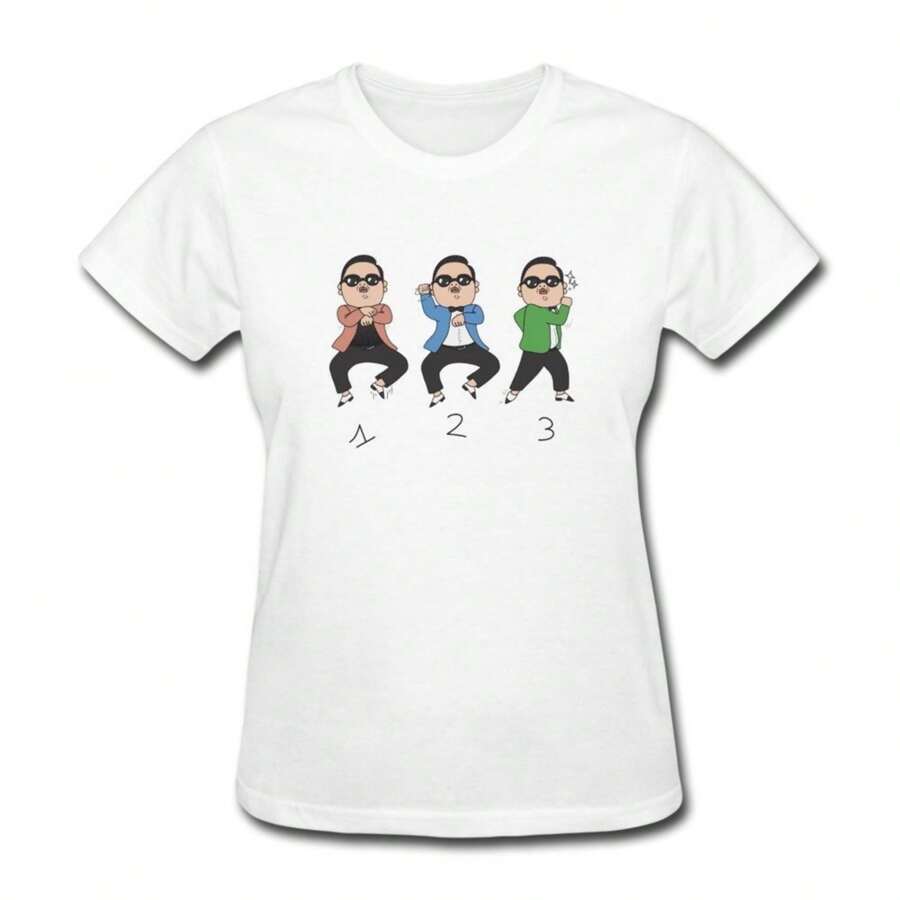 Kazzar Women's Funny Gangnam Style Dance T Shirt White - White - View 1