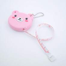 1pc Customized Multi-Color Cartoon Bear Retractable Tape Measure Keychain, Soft PU Leather Automatic Measurement Hanging Accessory