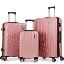 3 Piece Expandable Hard Shell Luggage Set With Spinner Wheels And TSA Lock For Enhanced Security And Convenience