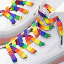 1 对 3D 彩虹鞋带，时尚、百搭休闲彩虹鞋带