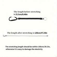 3 件 15 磅测试强度弹性弹簧线圈钥匙扣，带黑色登山扣和环，可拉伸腕带绳，8.46-47.24 英寸可伸缩，内置钢丝 - 黑色 - 查看 5