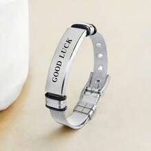 Bracelet inspirant en acier inoxydable personnalisable - Bracelet en silicone réglable, bijou motivationnel unisexe convenant aux amis, à la famille et aux cadeaux de fête. Bracelet en maille d'acier inoxydable pour hommes avec textes personnalisés gravés - mode, fermoir réglable, cadeau idéal pour le petit ami ou l'ami - Multicolore - Voir 11