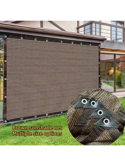 1 Piece Of Coffee Colored Sunshade Net With 95% Free Drawstring Outdoor Sunshade, Courtyard Cool Canopy, Sunshade Swimming Pool, Courtyard Sunshade Sail, UV Resistant Car Sunshade