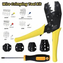 Ratchet Crimper Plier Crimping Tool Cable Wire Electrical Terminals Kit Set - Yellow - View 3