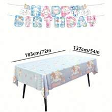 Sanrio Mantel desechable festivo de Sanrio Kuromi y amigos - plástico, diseño de dibujos animados lindos con globos, flores y corazones | Perfecto para cumpleaños, bodas y picnics, globos de cumpleaños