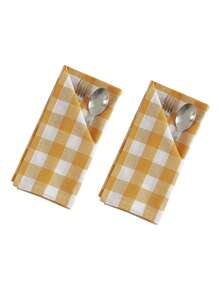 2/6/12pcs Modern Minimalist Fresh Yellow And White Checkered Napkins Suitable For Parties, Banquets, Restaurants, Kitchens, Cafes, Table Decorations, Napkins - Yellowish White - View 9