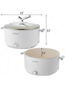 1 pieza de olla eléctrica multifuncional de 3L y 1000W con control de potencia ajustable, wok eléctrico antiadherente, tapa de vidrio templado, apta para shabu-shabu, salteados, olla caliente. Batería de cocina multifuncional - Tipo de Enchufe B USA (110-127V) - Ver 5