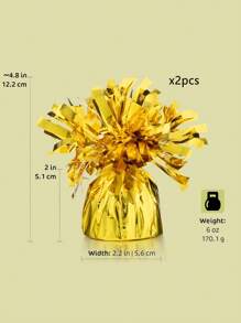 2pcs Metallic Foil Balloon Weights, Suitable For Party Decorations, Birthday Parties, Wedding Table Centerpieces, Also For DIY Helium Balloons, 170g/6oz