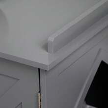 PawHut Wide & Large Cat Litter Box Furniture Hidden Farmhouse Table With Magnetic Doors, Big Covered Kitty Litter Box Enclosure Cabinet With Shelves, Pet Furniture Cat Gift Side Table, Grey - Màu xám đen - Xem 9