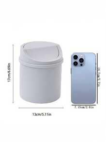 Papelera de escritorio mini con tapa, papelera de escritorio de plástico con diseño de tapa oscilante para evitar fugas de olores, usada para guardar cáscaras de frutas y recortes de papel en el escritorio para mantener el orden, para el baño, el escritorio de la oficina en casa, la mesa de café, la oficina, la sala de estar, el estudio