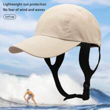 Surfer Hat Floating Surf Baseball Cap Quick-Dry Sun Hat With Adjustable Chin Strap For Surfing Water Sports - Khaki - View 2