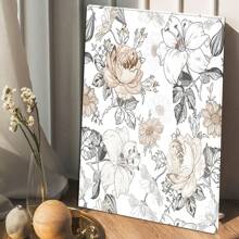 1 Pc Framed Floral Peel And Stick Boho, Vintage, Nature Wall Art Canvas Poster Painting Wall Decor For Bedroom Living Room