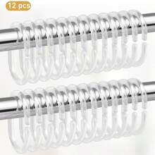 12/24 件透明塑料浴帘环、C 型浴室窗帘挂钩、耐用防锈的易于滑动的浴帘挂钩、浴室必需品母亲节鲜花、给妈妈的个性化礼物、最后一分钟的礼物、母亲节创意、母亲节礼物、给妈妈的手工卡片、50 美元以下最佳母亲节礼物家居浴室装饰秋季装饰浴室配件返校