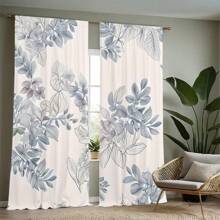 2 件套优雅蓝灰色调，叶子图案，现代简约，3D 数码印花，适用于客厅、卧室、书房，营造精致舒适的氛围 - 多色 - 查看 5