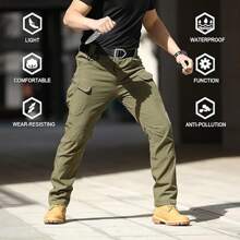 Tactical Pants Men's Waterproof Casual Pants, Men's Sweatpants With High Quality Material, Comfortable And Durable, With Excellent Elasticity, Abrasion Resistance, Scratch Resistance And Tear And Wrinkle Resistance. - 綠色 - 查看 2