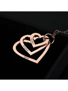 Colier personalizat din oțel inoxidabil gravat, 1-4 buc, colier cu nume, pandantiv cu inimă multistrat, farmec, plăcuță de nume pentru femei, bijuterii, ornament de sărbători, cadouri pentru prietenă, colier elegant personalizat, cadouri aniversare, cadouri de familie, cadouri de Paște, cadouri de Ziua Mamei, cadou de Ziua Femeii, coliere personalizate gravate la modă, ținută vintage