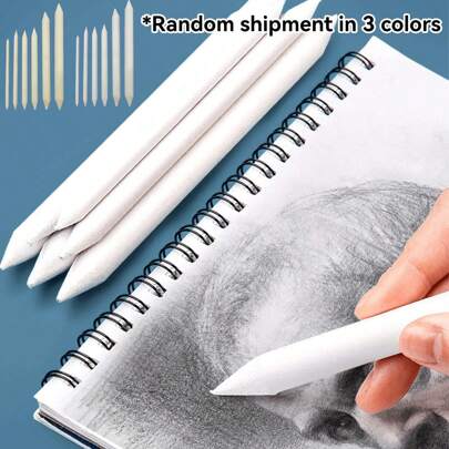 6入組紙筆混合調和筆&白色美術橡皮&鉛筆素描繪畫工具藝術用品