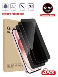 3pcs Privacy Screen Protector, Compatible With Apple 17/17Pro/17Promax/16 Promax, Anti-Peeping Tempered Glass Protective Case, Anti-Scratch, Anti-Shock, Anti-Oil, Anti-Fingerprint Coating
