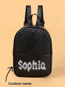 Customizable & Embroidered V-Stripe Fashion Small Backpack, Children's Mini Casual Multifunctional Travel Backpack, Teenager Small Backpack Back To School Gift, Creative For Boys, Girls, Valentine's Day