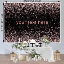 1 peça de fundo com nome personalizado, rosa e preto, bolinhas rosa, fundo fotográfico personalizado para festa de aniversário, casamento, chá de panela, despedida de solteira, decoração, suprimentos, mesa de sobremesa, banner/vinil