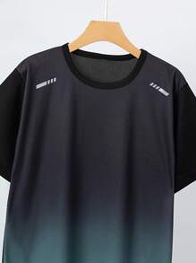 2pcs Sportswear Set For Teen Boys, Includes Short Sleeve Gradient Mesh Lightweight Tee And Sports/Running Shorts, Suitable For Basketball, Soccer - Multicolor - View 4