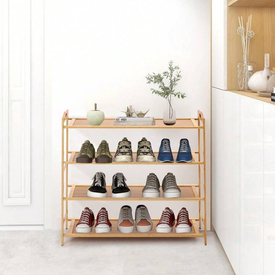 Shoe Rack,Bamboo Shoe Storage,Storage Rack,Display Stand, Shoe Shelf For Hallway,Living Room Bathroom Bedroom - 4 Tier-67 X 23 X 79cm - View 1