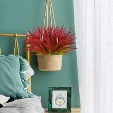 4 Pcs Outdoor Fake Plants UV Resistant Artificial Tropical Plants Flowers Faux Garden Grass Plants Décor Fall Winter Summer Planters Patio Front Door Porch Plastic Bushes & Shrubs Decoration