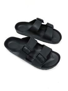 Męskie, oddychające, jednokolorowe, wsuwane sandały z płaskim paskiem, w dużych rozmiarach, idealne na letnie okazje, do uprawiania sportu na świeżym powietrzu, na wakacje, na podróż, jako prezent na ukończenie szkoły, jako dodatek do sukienki urodzinowej, jako klapki pod prysznic