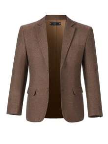 Boys' Light Brown Herringbone Suit Jacket, Notch Lapel Single-Breasted Gentleman Blazer, Suitable For Weddings, Birthdays, Photoshoots, Ceremonies - Brown - View 5