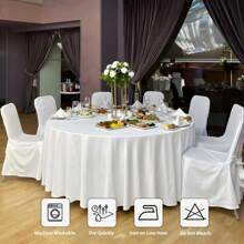 6 Pack Round Tablecloth Polyester Table Cloth, Stain Wrinkle Resistant Polyester Dining Table Cover For Kitchen Dinning Party Wedding Rectangular Tabletop Buffet Decoration ( White/Black )