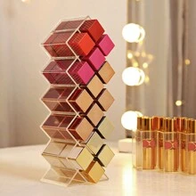 1pc 16-Grid Fish Shaped Acrylic Lipstick/Lip Gloss Organizer, Transparent Desktop Storage Box With Stackable Design - Clear - View 10
