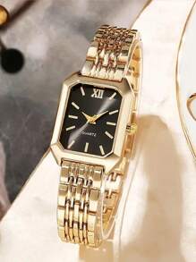 Luxury Steel Strap Women's Watch, Business Casual Fashion Square Quartz Wrist Watch, Birthday Gift Timepiece - Multicolor - View 4