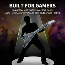 DOYO Wireless PS4 Guitar, Ideal For PC/PS3/PS4, Guitar Hero 3/4/5 And Rock Band 1/2 Games, Guitar Hero Toy Guitar (Black) - màu đen - Xem 2