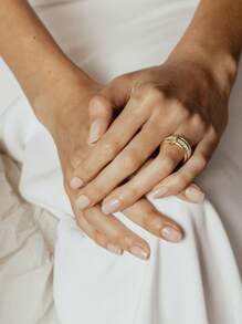 Set de 3 anillos chapados en oro apilables, anillos apilados de circonita cúbica de oro y plata, anillos conectados con múltiples eslabones, juego de anillos delicados para mujer - TZ1221-1 - Ver 3