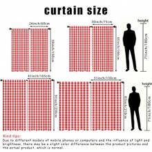 2pcs New Fashion Red Gingham Curtains - Window Treatment Set, Versatile Panel - Rod Pocket Design, Easy To Install - Perfect For Bedroom, Study, Cafe, And Living Room Decoration