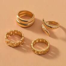 4pcs Minimalist Personalized Snake Shaped Vintage Fashion Snake Ring Joint Ring Set